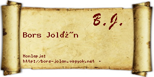 Bors Jolán névjegykártya