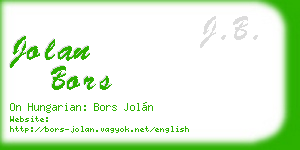jolan bors business card